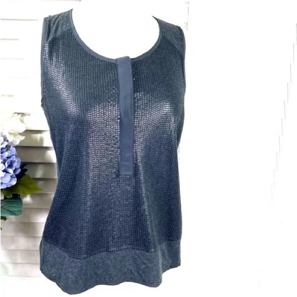 J. Crew Tops - J. Crew Sequined Embellished Charcoal Sleeveless Henley Tank Top Blouse …
